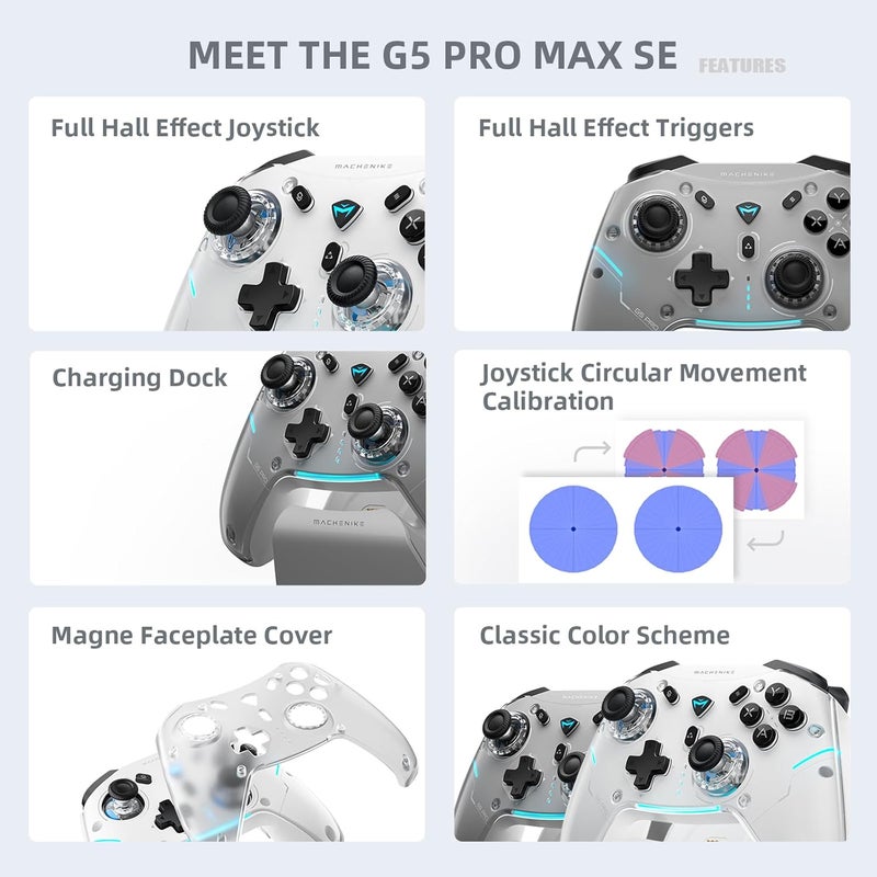 MACHENIKE G5PRO Max SE 1000HZ Wireless Gaming Controller for NS/PC/iOS/Android with Charging Dock,PC Controller Hall Effect Joystick?Triggers/Gyroscope,RGB Backlight [video game] - Image 2